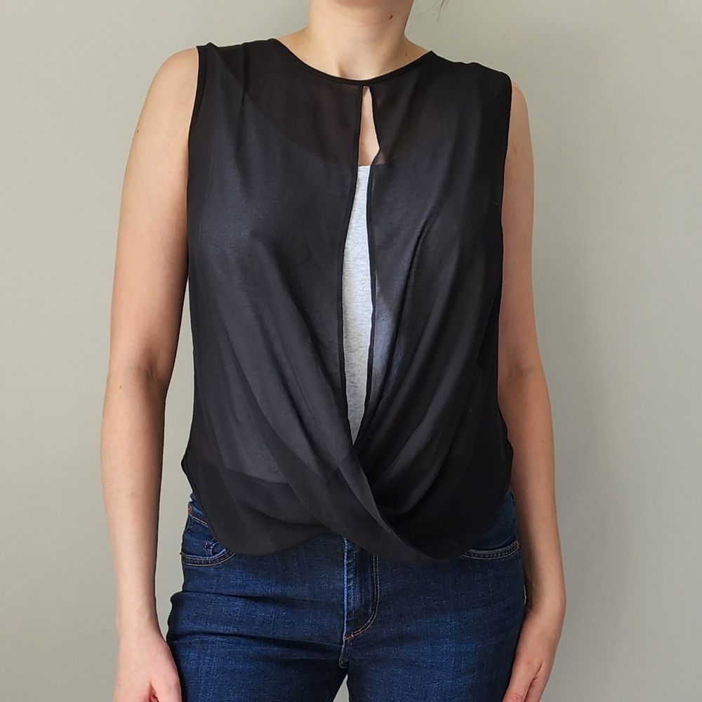 TopShop Sheer Shell Draped Top 2 Black